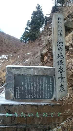 渋の地獄谷噴泉の石碑